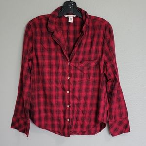 Victoria’s Secret Plaid Long Sleeve Sleepwear Shirt/ Size  S